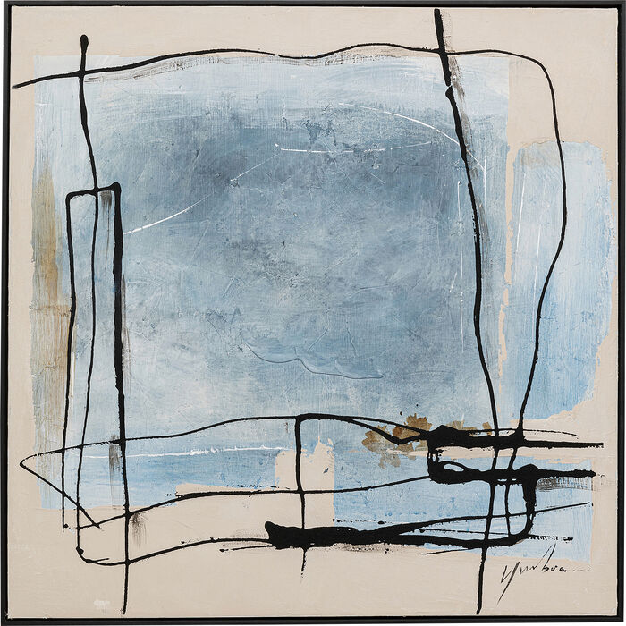 Framed Picture Dust Blue 100x100cm
