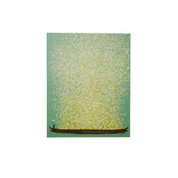 Canvas Picture Flower Boat Green Yellow 80x100cm