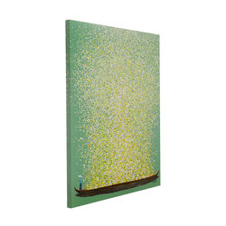 Canvas Picture Flower Boat Green Yellow 80x100cm