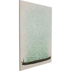 Tableau sur toile Flower Boat beige vert 120x160cm