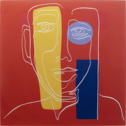 Glass Picture Art Face Red 100x100cm