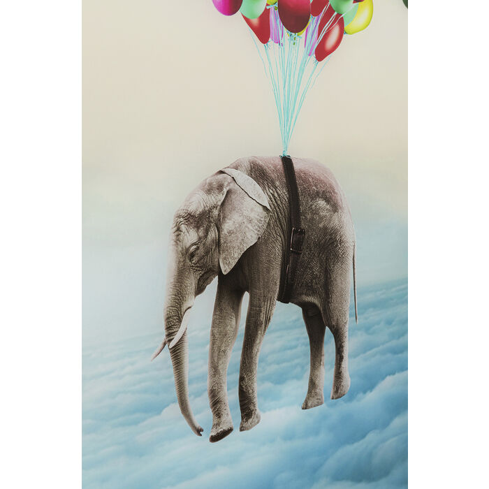 Quadro in vetro Balloon Elephant 100x150cm