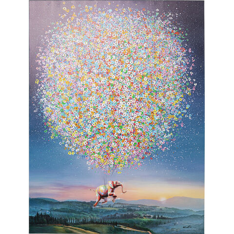 Canvas Picture Flying Elephant At Night 120x160cm