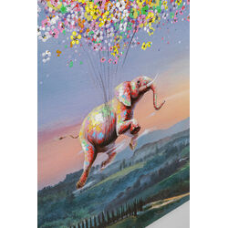 Canvas Picture Flying Elephant At Night 120x160cm