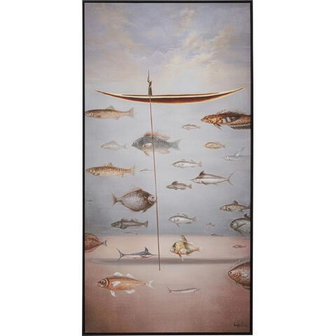 Framed Picture Cloud Fisherman Boat 60x120cm