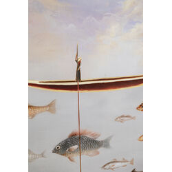 Framed Picture Cloud Fisherman Boat 60x120cm