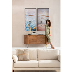 54986 - Framed Picture Cloud Fisherman Boat 60x120cm