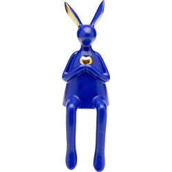 Figura deco Sitting Rabbit Heart azul 29cm
