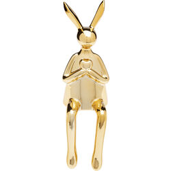Figura deco Sitting Rabbit Heart dorado 29cm