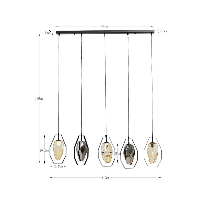 Hängeleuchte Diamond Fever Dining Schwarz 110cm