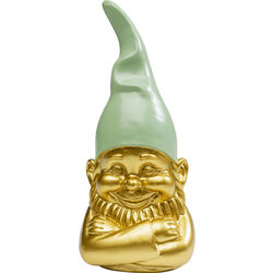 Deco Figurine Gnome Gold Green 21cm