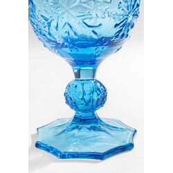 Wine Glass Ice Flowers Blue