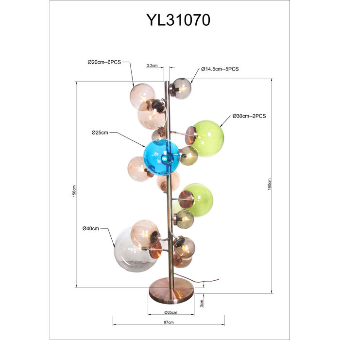Stehleuchte Balloon Smoke 160cm