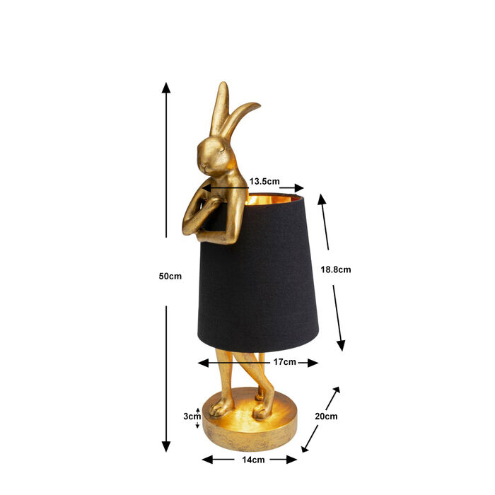 Lampe à poser Animal Rabbit doré/noir 50cm