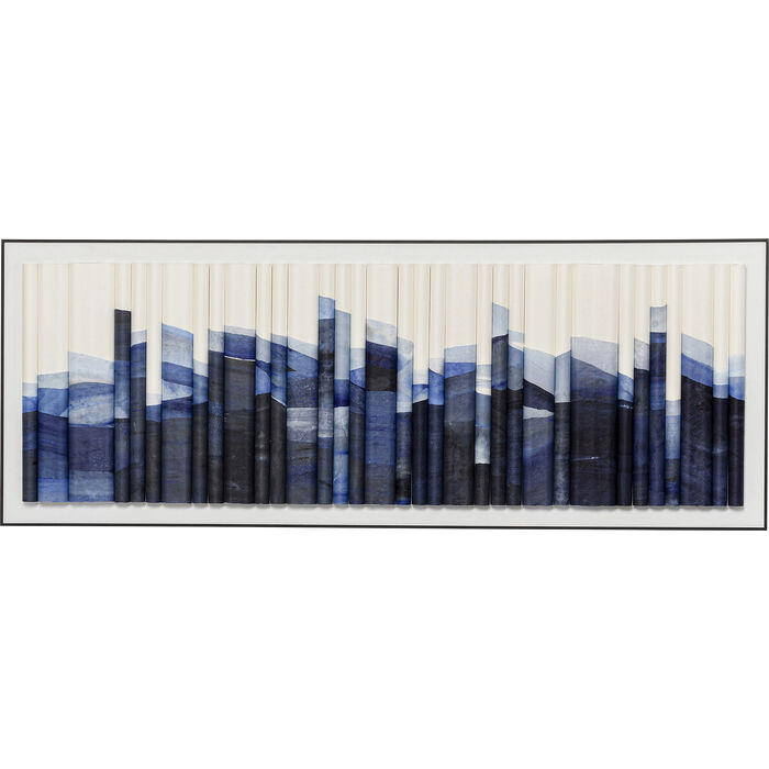 Tableau encadré Shadow Skyline bleu 160x60cm