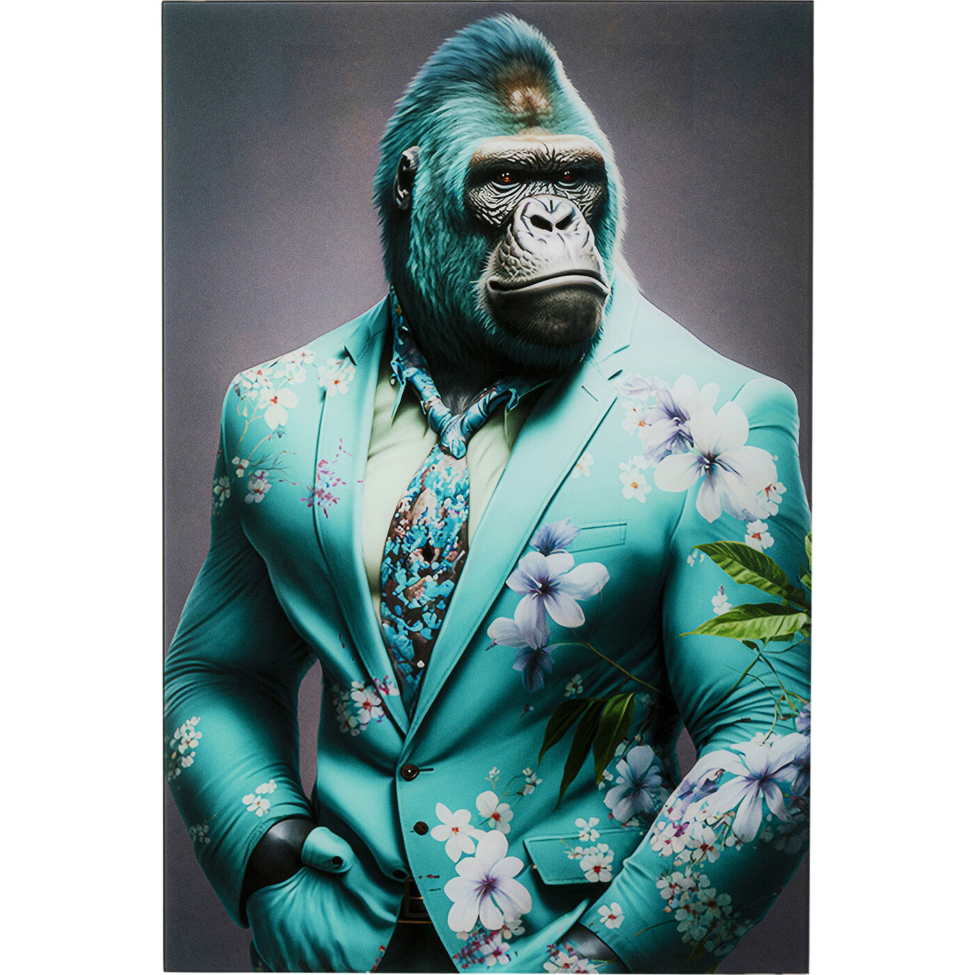 [56266] Cuadro cristal Mister Gorilla Azul 60x90cm