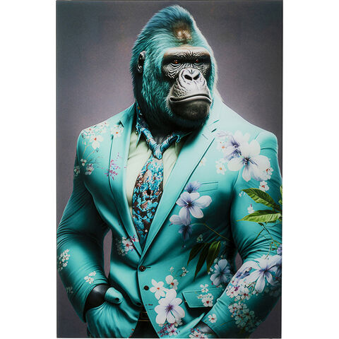 Cuadro cristal Mister Gorilla Azul 60x90cm