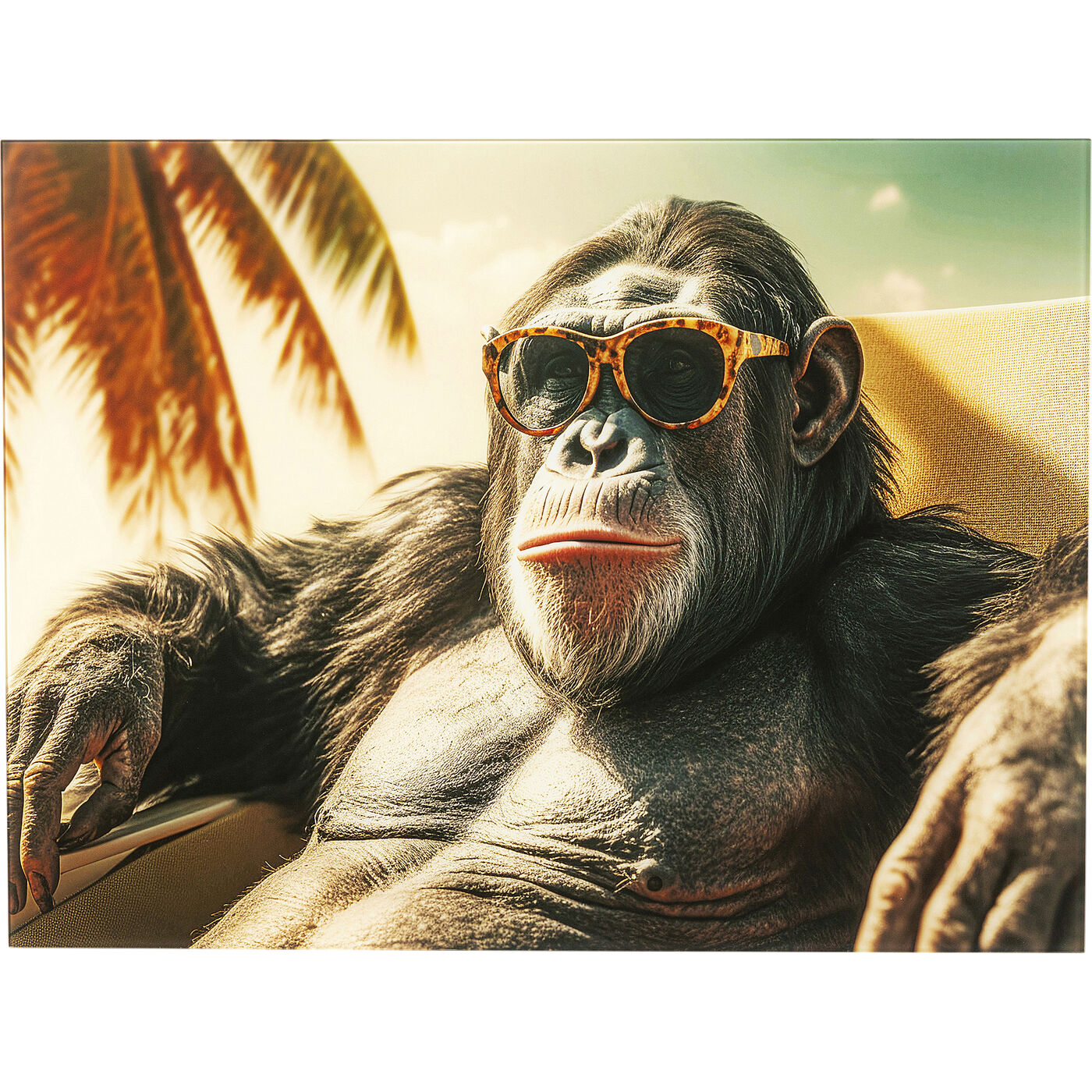 [56272] Cuadro cristal Holiday Monkey 80x60cm