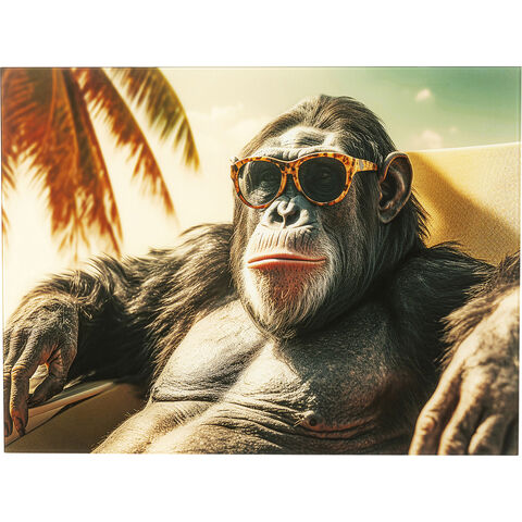 Cuadro cristal Holiday Monkey 80x60cm