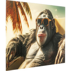 Quadro vetro Holiday Monkey 80x60cm