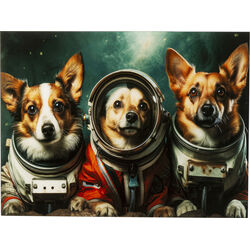 Glass Picture Astronauts Dogs 80x60cm