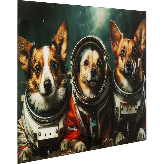 Quadro vetro Astronauts Dogs 80x60cm