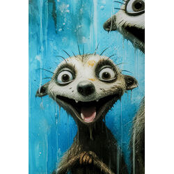 Glasbild Singing Meerkats 60x80cm