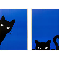 56298 - Framed Picture Ciao Gatto (2/Set)
