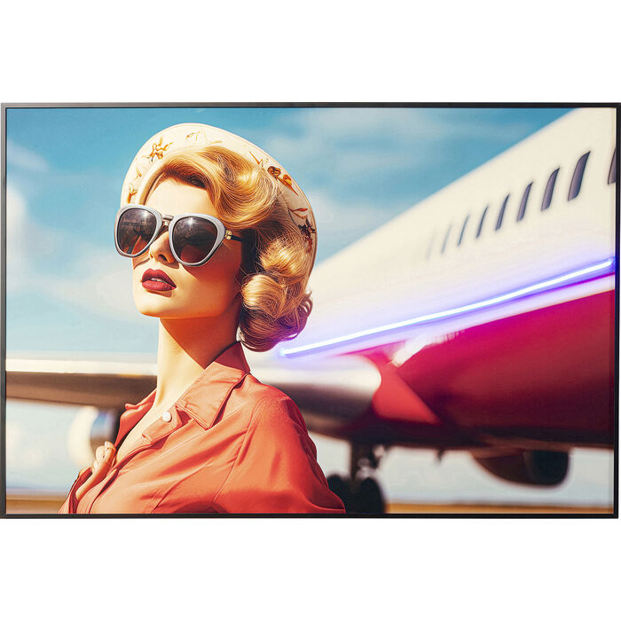 Gerahmtes Bild LED Jetset Pose Lady 120x80cm