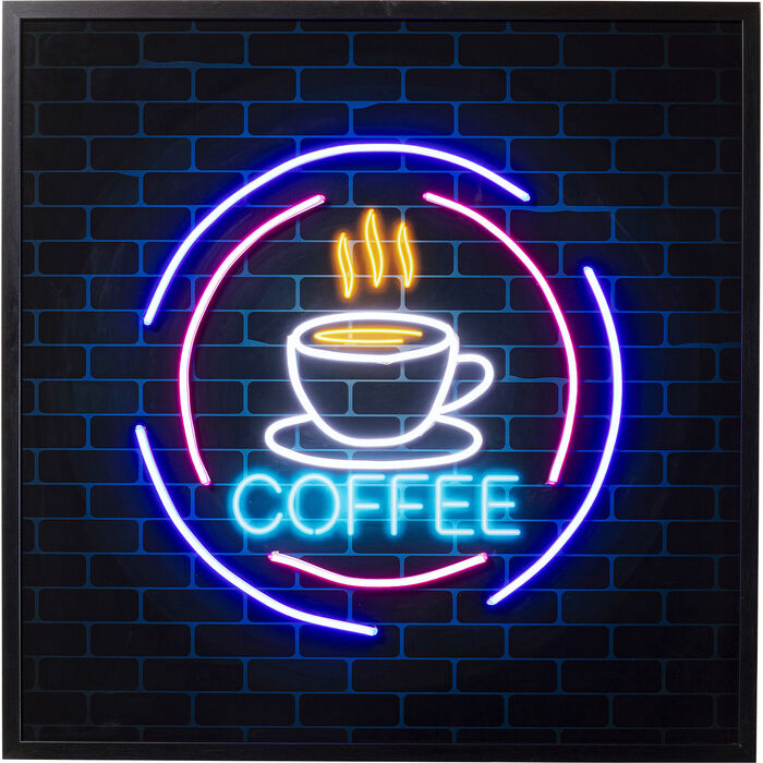 Glasbild Coffee LED 80x80cm