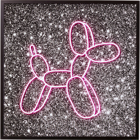 Glass Picture Balloon Dog LED 80x80cm
