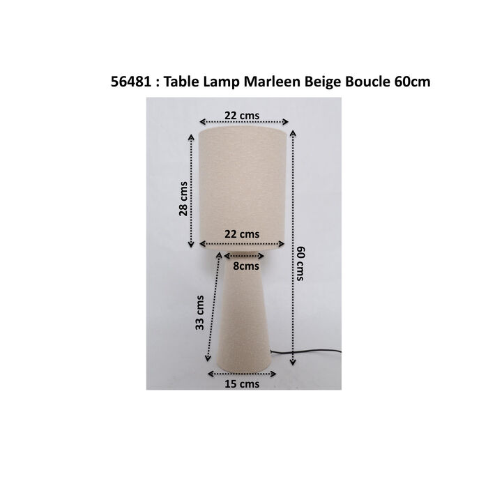 Tischleuchte Marleen Beige Boucle 60cm