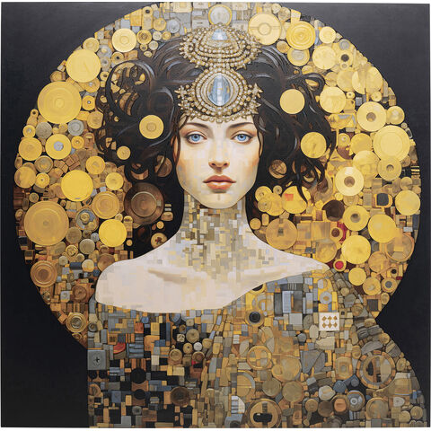 Cuadro cristal Art Nouveau Lady 3D 120x120cm