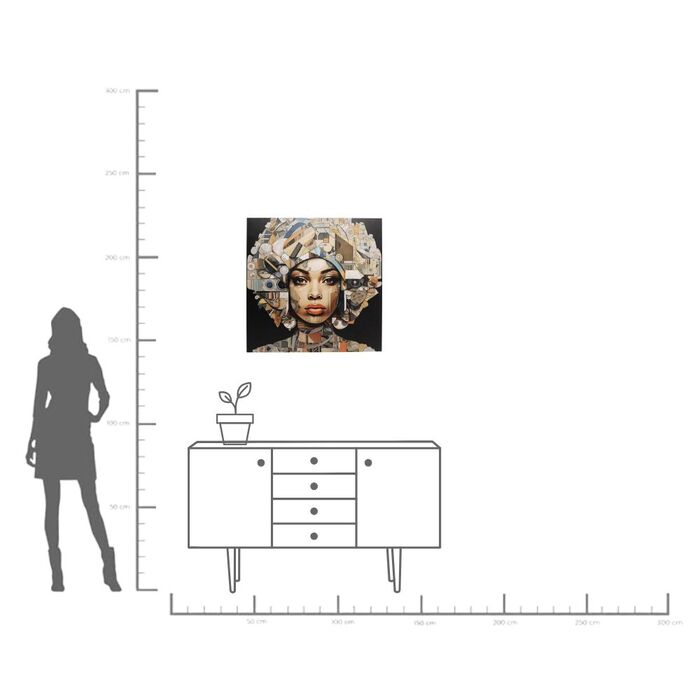Glasbild Art Nouveau Lady 3D 120x120cm