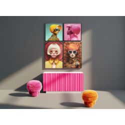 56577 - Gerahmtes Bild LED Pink Woman 80x80cm