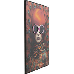 Quadro incorniciato LED Fancy Red Lady 120x80 cm