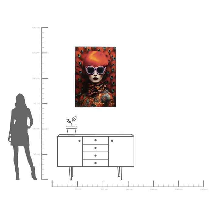 Gerahmtes Bild LED Fancy Red Lady 120x80cm