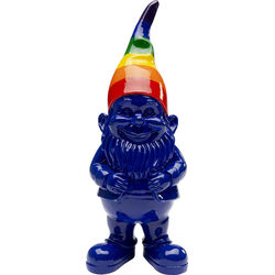 Deco Figurine Gnome Standing Rainbow Blue 21cm