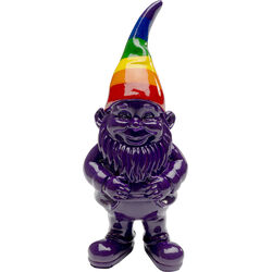 Deco Figurine Gnome Standing Rainbow Purple 11cm