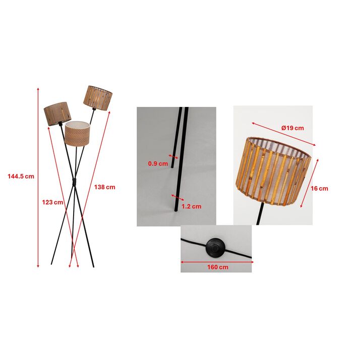 Stehleuchte Cannes Trio 145 cm