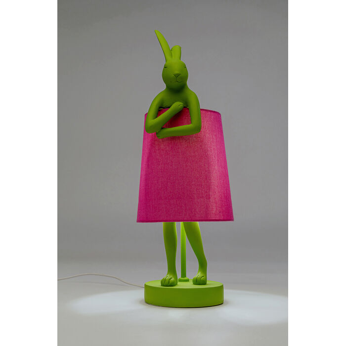 Lámpara de mesa Animal Rabbit verde/rosa 50cm