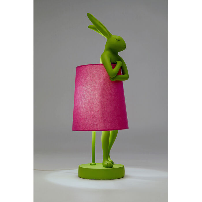 Lámpara de mesa Animal Rabbit verde/rosa 50cm