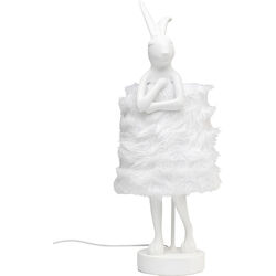 Table Lamp Animal Rabbit Fur White/Silver 68cm