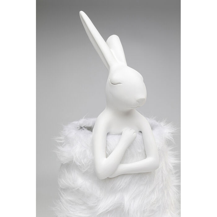 Table Lamp Animal Rabbit Fur White/Silver 68cm