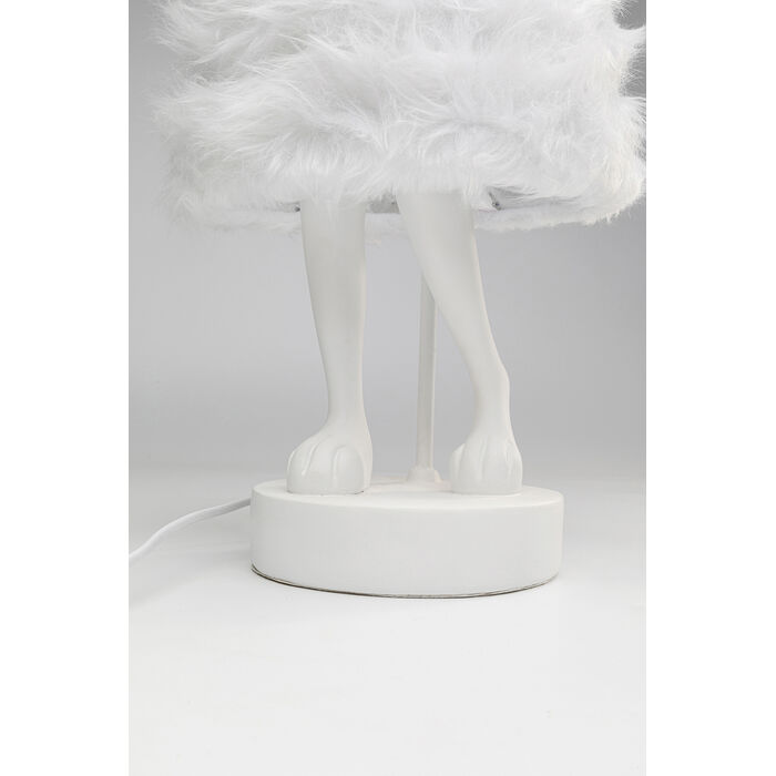 Table Lamp Animal Rabbit Fur White/Silver 68cm