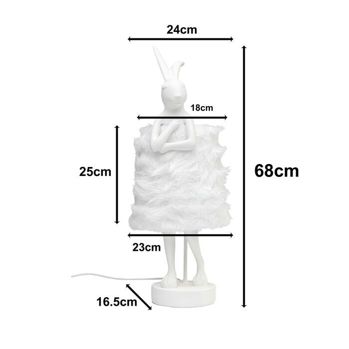 Tischleuchte Animal Rabbit Fur Weiß/Silber 68cm