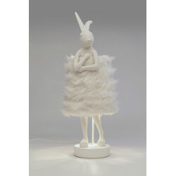 Table Lamp Animal Rabbit Fur White/Silver 68cm