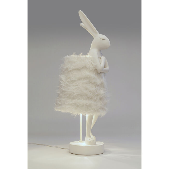 Table Lamp Animal Rabbit Fur White/Silver 68cm