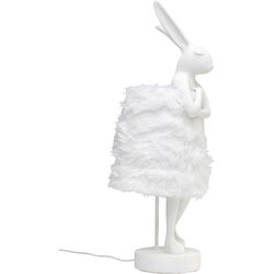 Table Lamp Animal Rabbit Fur White/Silver 68cm