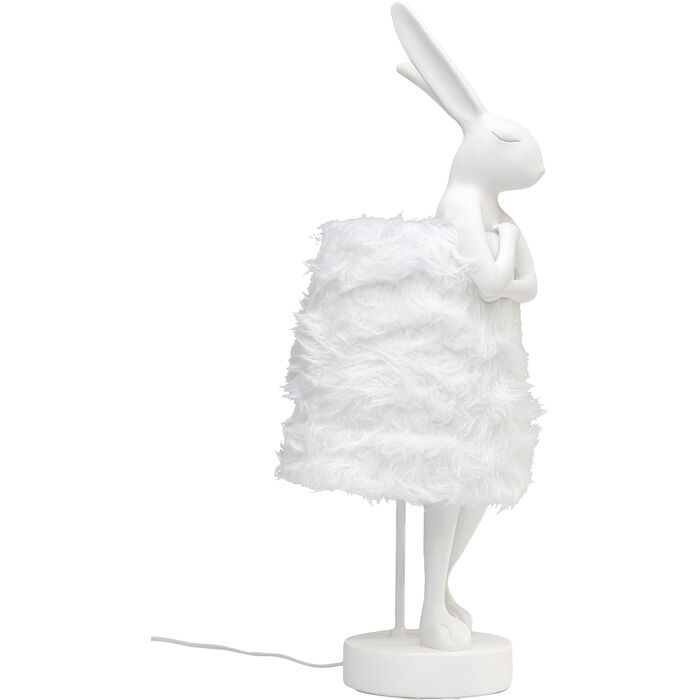 Table Lamp Animal Rabbit Fur White/Silver 68cm